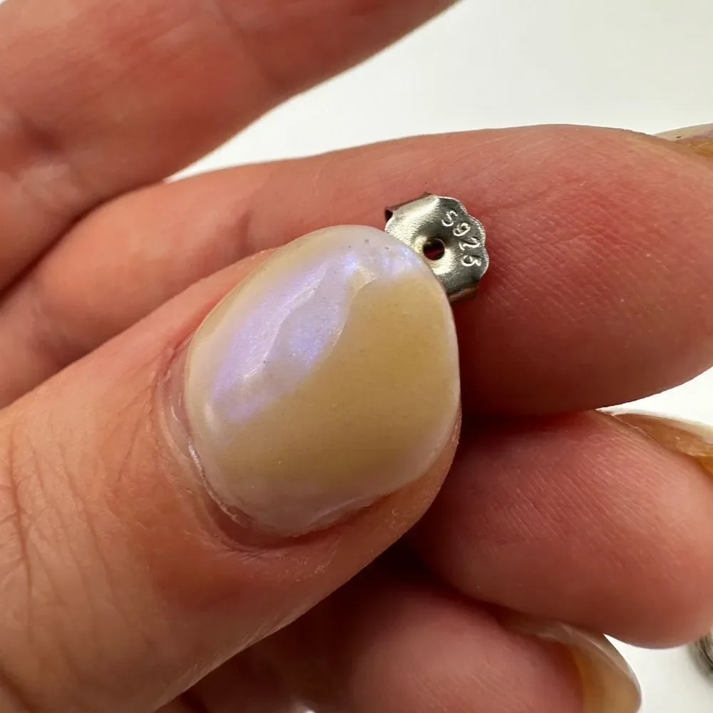 Sterling silver‎ and faceted pear shaped rose quartz stud earrings!